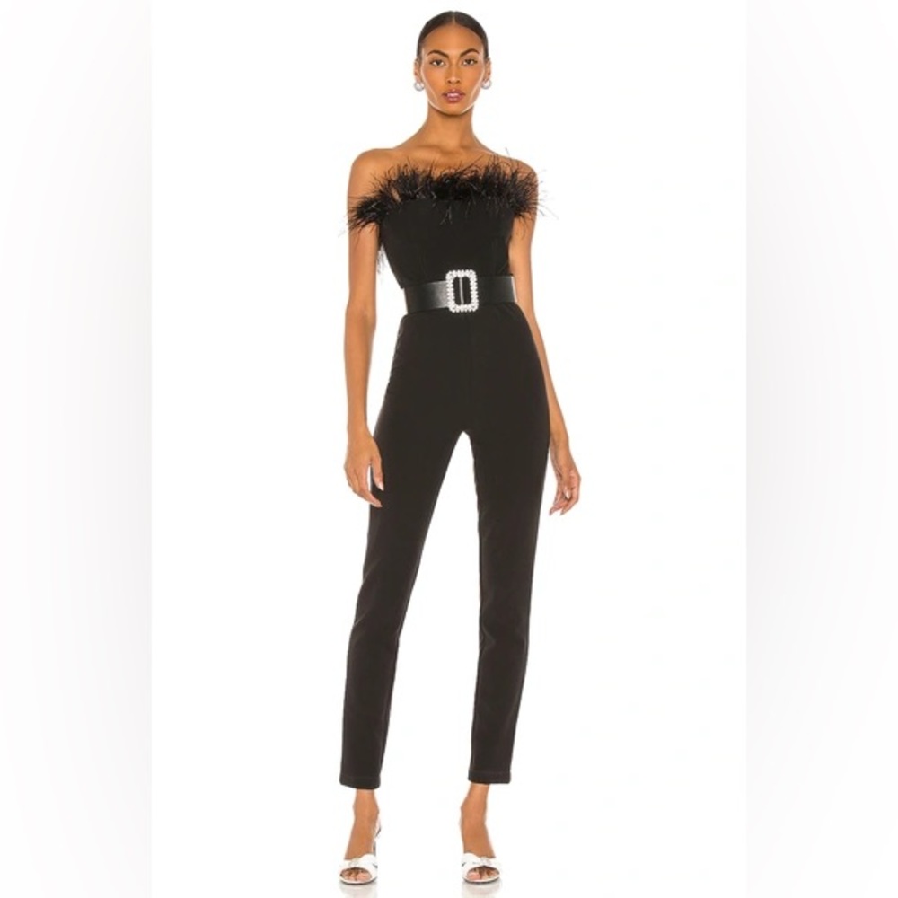 Bronx & Banco Lola Feather Jumpsuit in Black